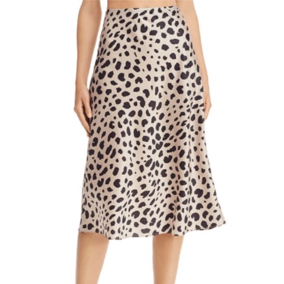 leopard satin slip skirt